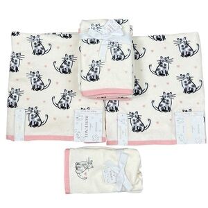 Envogue - ‘Kittens Pink & Gray’ towel set. NWT